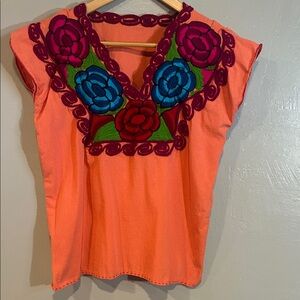 Vibrant Floral Embroidered Women's Blouse